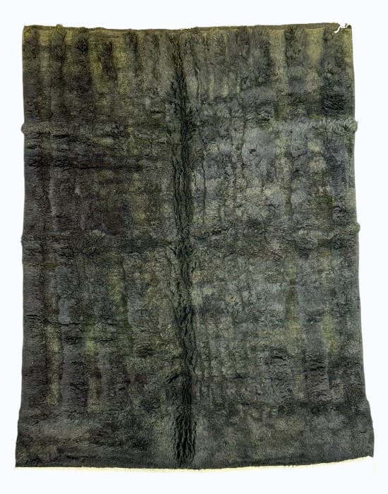 Deep Forest hand-knotted Beni Ourain wool rug in an undivided field of deep forest green - Soufiane Zarib