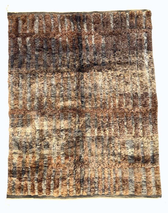 Rust Ember hand-knotted Beni Ourain wool rug in mottled rust, ochre and charcoal - Soufiane Zarib