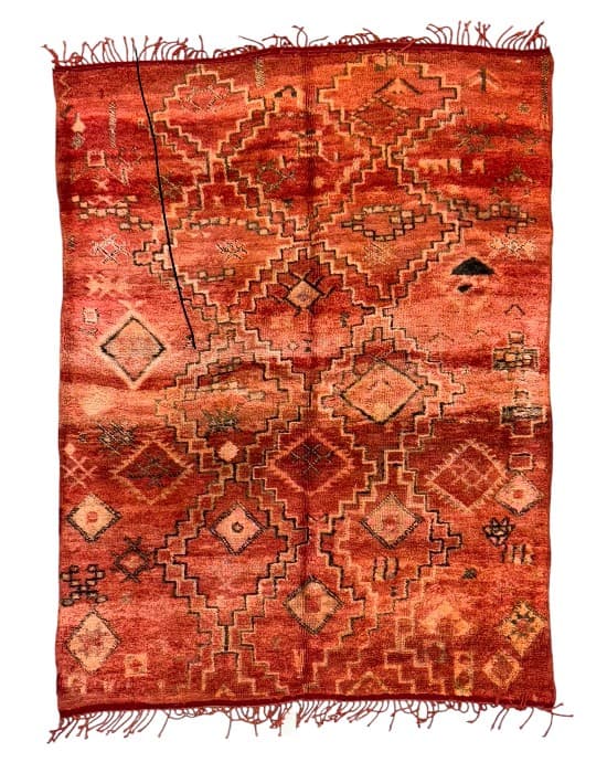 Maroon Stripe vintage Moroccan rug (Kil4869) - Soufiane Zarib
